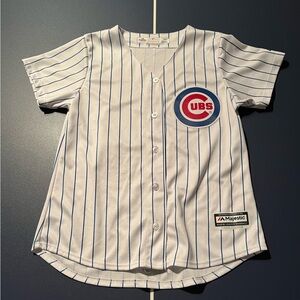 Majestic White and Blue Pinstripe Jersey